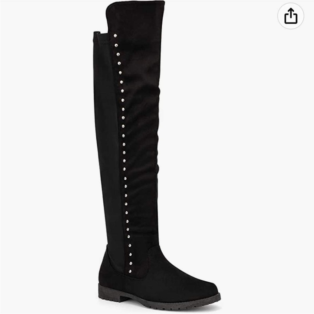 Olivia Miller Women's Faux PU Leather Studded Casual Over the Knee Boots size 9